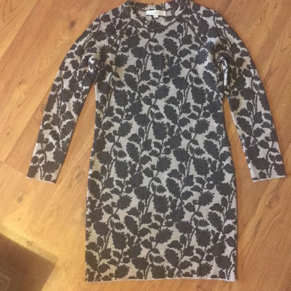 Loft Long sleeve Black and Tan Dress